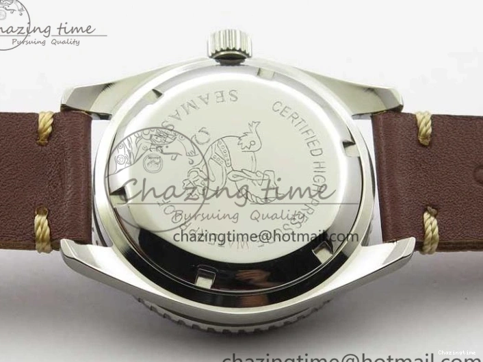 0408 Vintage Seamaster 300 Date T SS B12 Black Dial On Brown Leather Strap A2836 (Free Nylon Strap) WeatherProof 7911